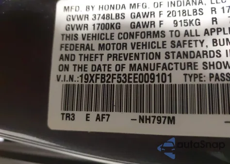 2014 Honda Civic Lx from USA, damaged, VIN 19XFB2F53EE009101